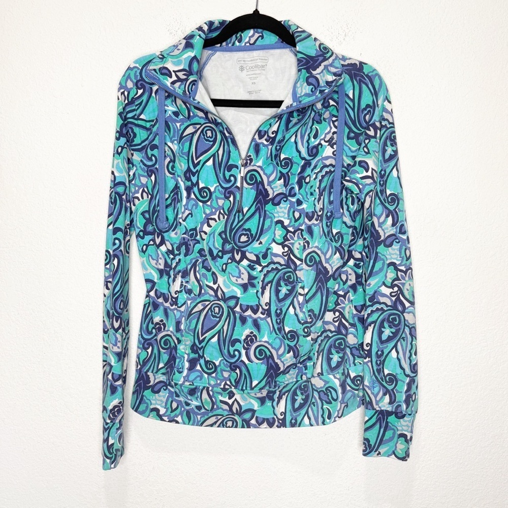 Coolibar Annette Half Zip Drawstring Paisley Shirt